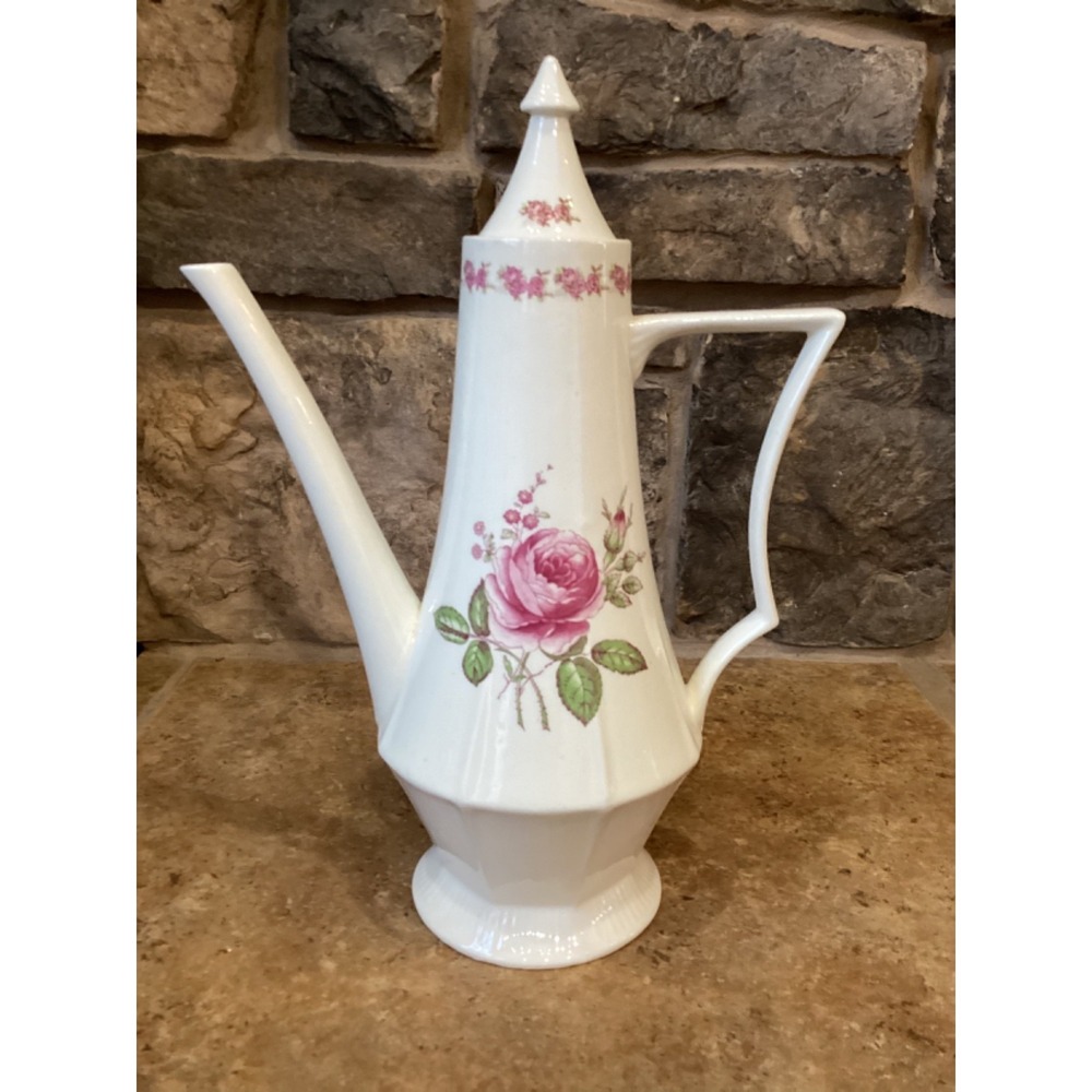 Vintage Nasco Teapot American Beauty Pink Rose Japan Tall 13"